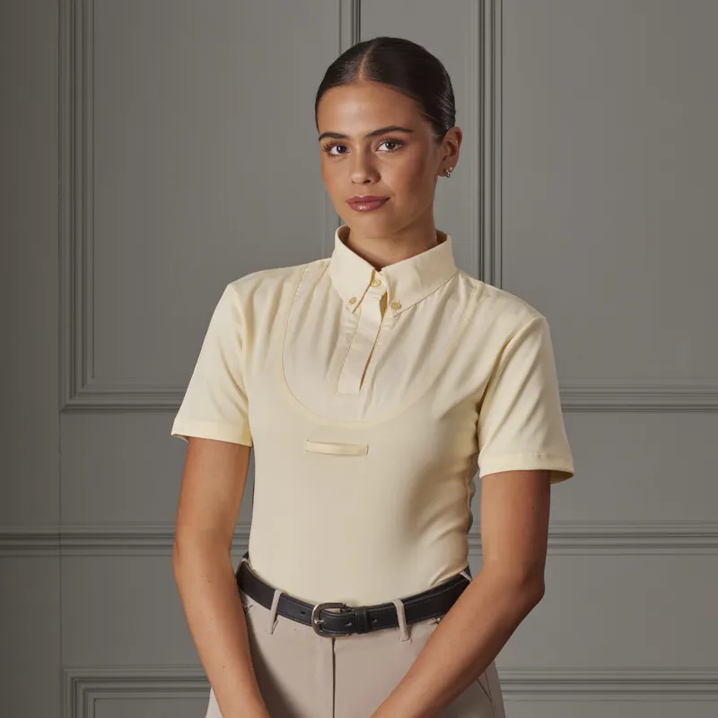 Shires Aubrion Ladies Short Sleeve Tie Collar Shirt Yellow-1