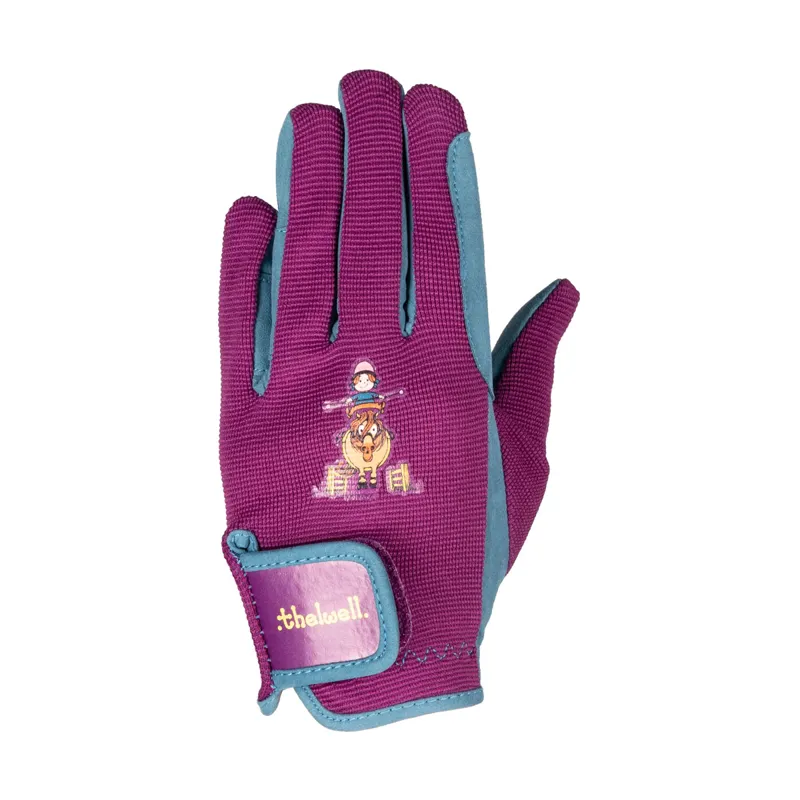Hy Equestrian Thelwell Collection Pony Friends Riding Gloves Imperial Purple-2