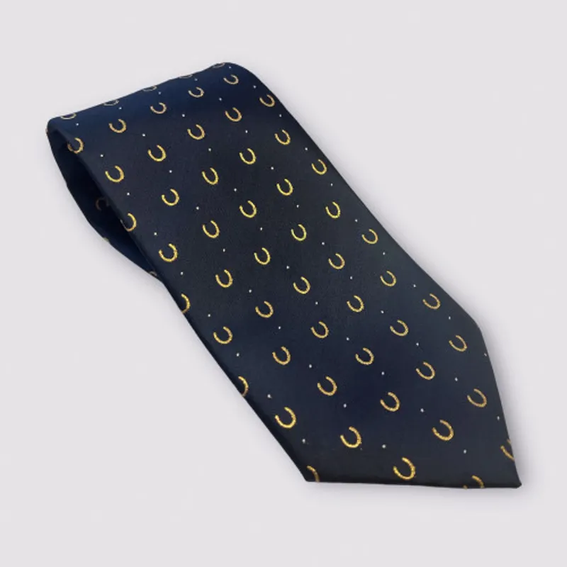 Equetech Adult Showing Tie Horseshoe Navy/Gold