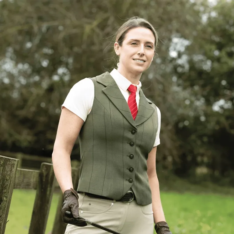 Equetech Ladies Bellingham Deluxe Tweed Show Waistcoat-3