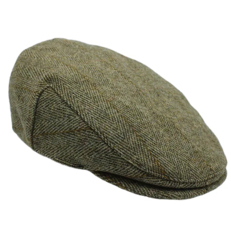 Heather Hats Chilton Derby Waterproof Tweed Cap Sage Green