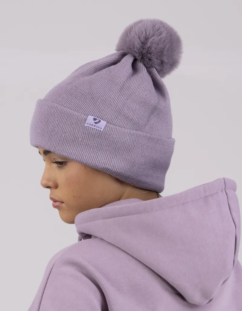 Shires Aubrion Fleece Lined Bobble Hat Mauve