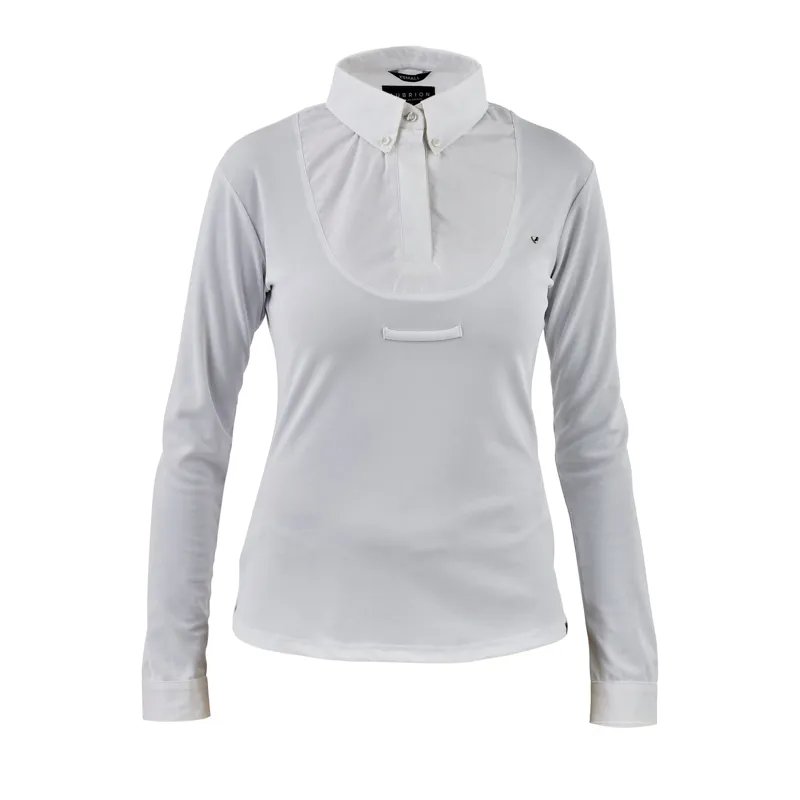 Shires Aubrion Young Rider Long Sleeve Tie Collar Shirt White