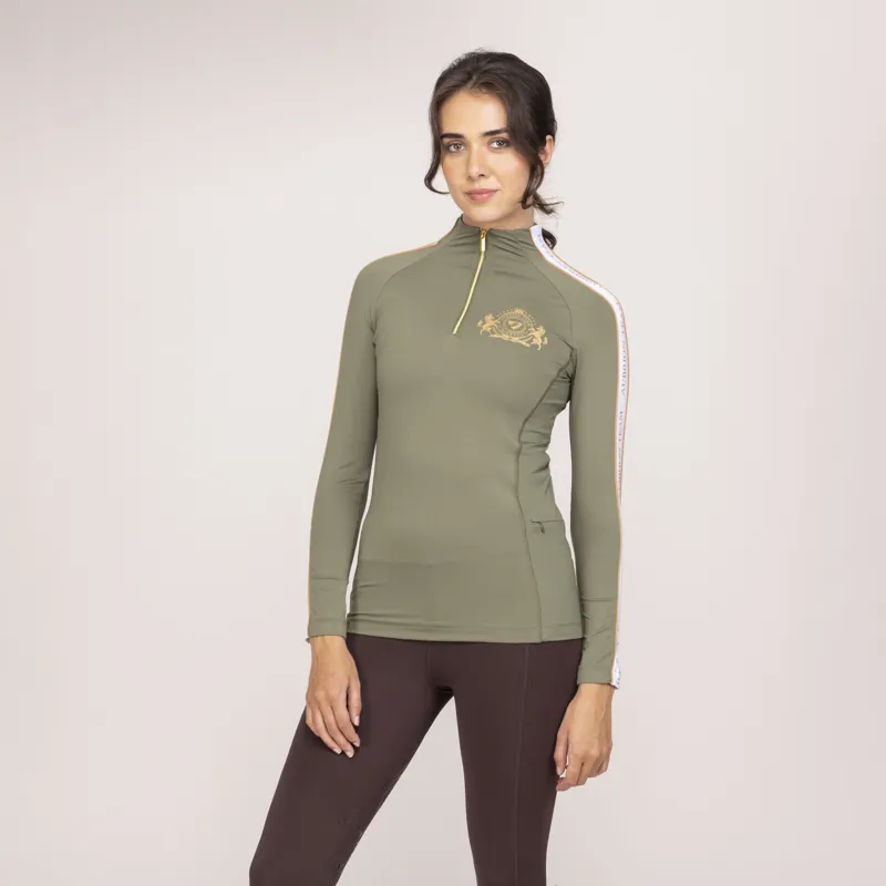 Shires Aubrion Ladies Team Long Sleeve Base Layer Moss-6