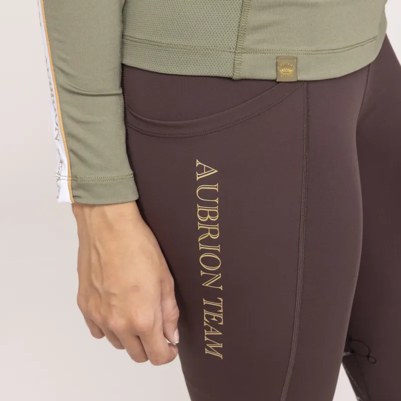 Shires Aubrion Ladies Team Long Sleeve Base Layer Moss-7