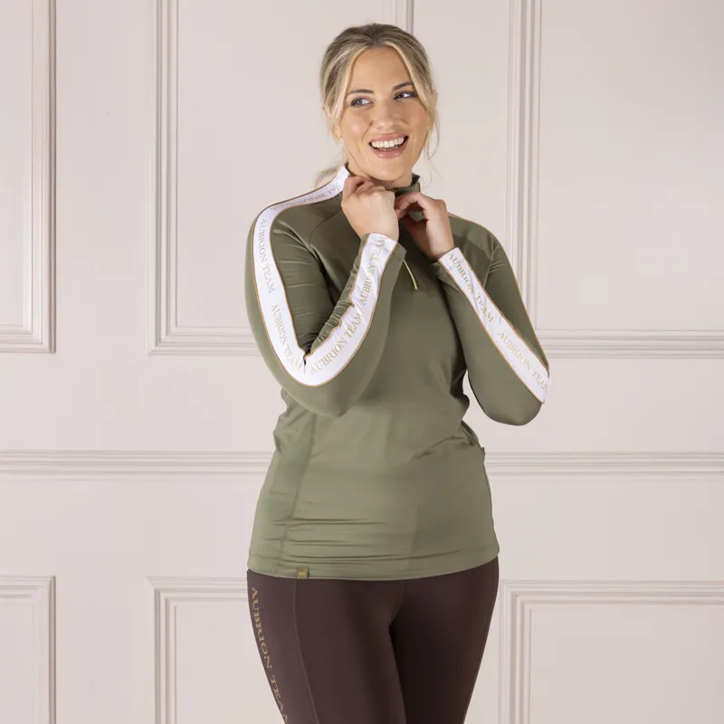 Shires Aubrion Ladies Team Long Sleeve Base Layer Moss-9