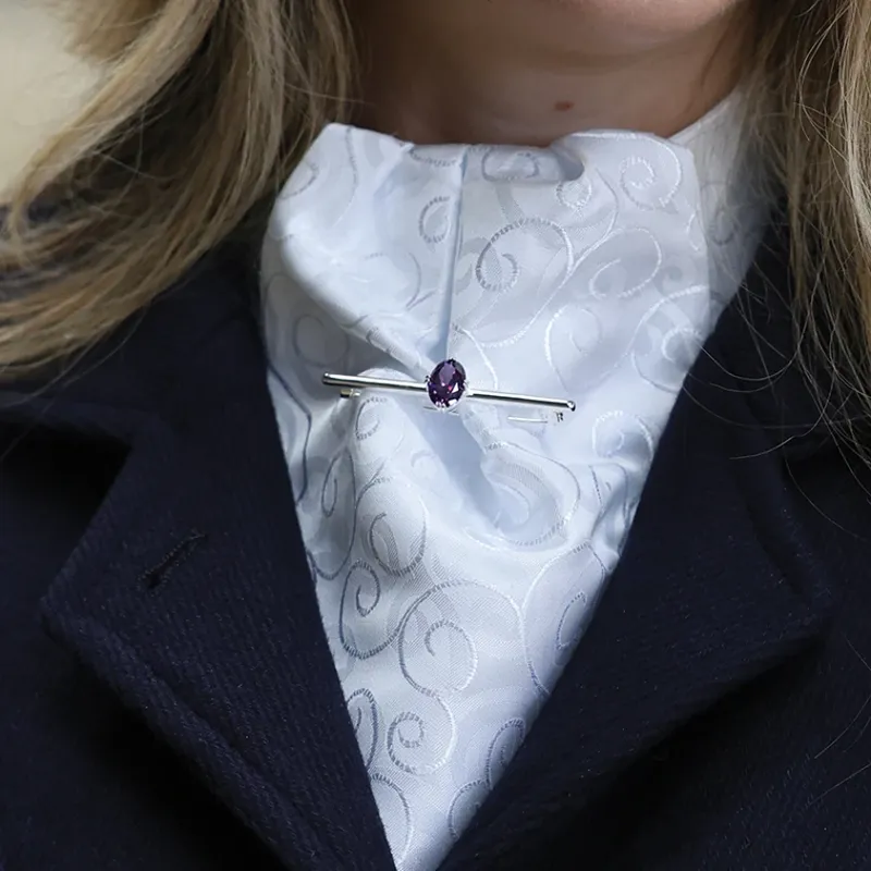 Equetech Deluxe Amethyst Stock Pin Silver-1
