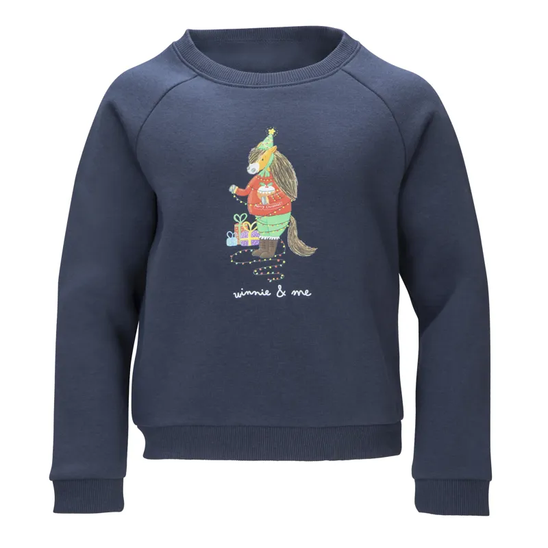 Shires Winnie And Me Kids Christmas Festive Sweatshirt Navy