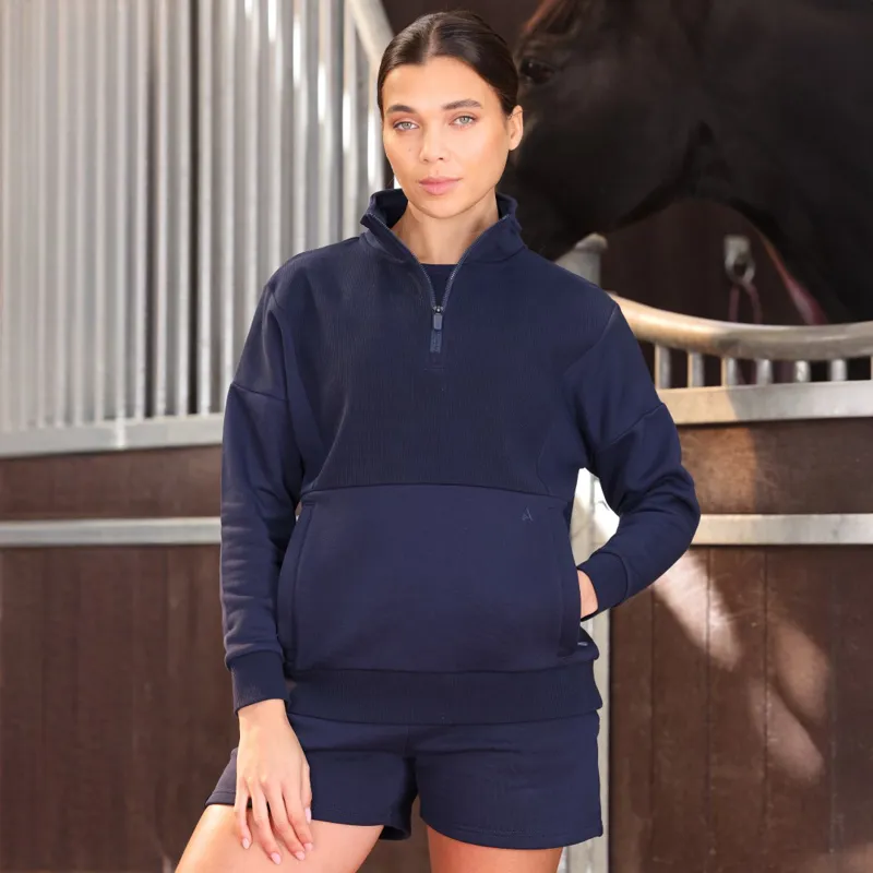 Aubrion React Womens Quarter Zip Sweatshirt Midnight-2