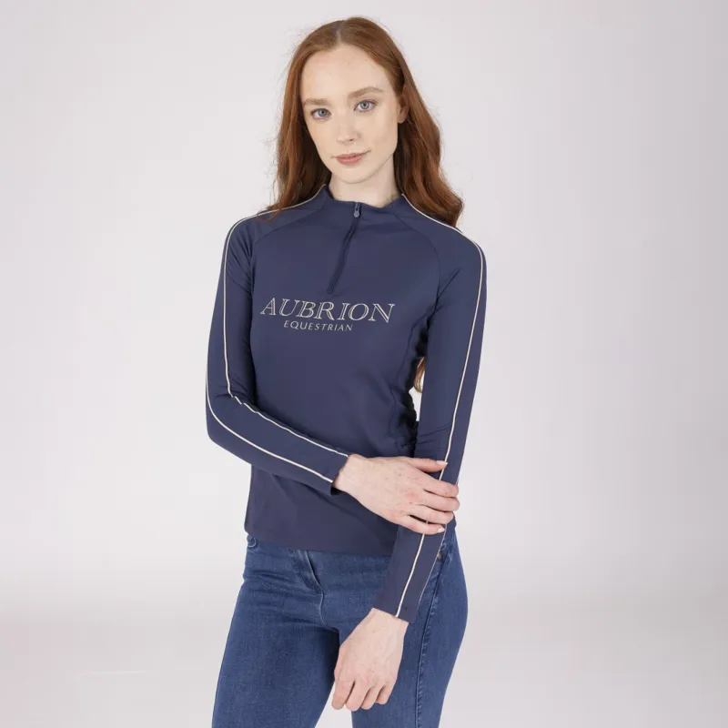 Aubrion Equestrian Ladies Long Sleeve Base Layer Midnight-4
