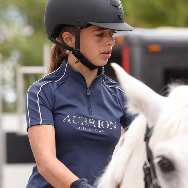 Aubrion Equestrian Young Rider Short Sleeve Base Layer Midnight-3