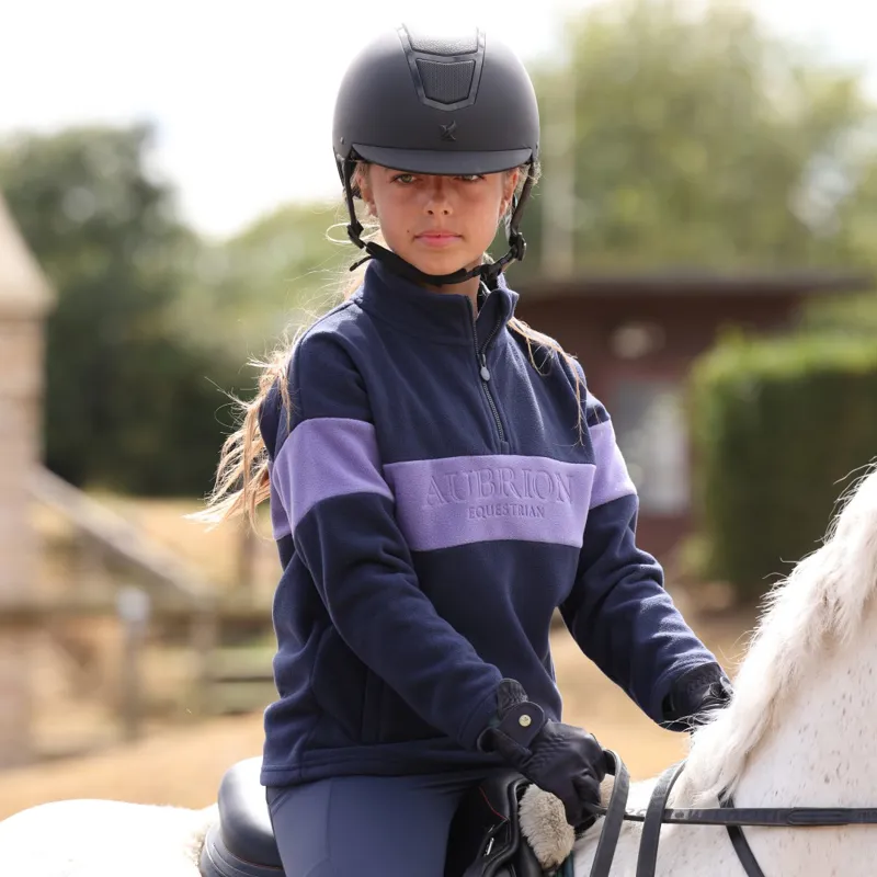 Aubrion Equestrian Young Rider Quarter Zip Fleece Midnight-2