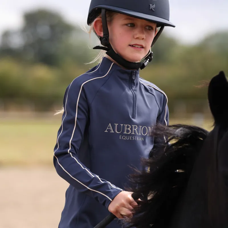 Aubrion Equestrian Young Rider Long Sleeve Base Layer Midnight-3