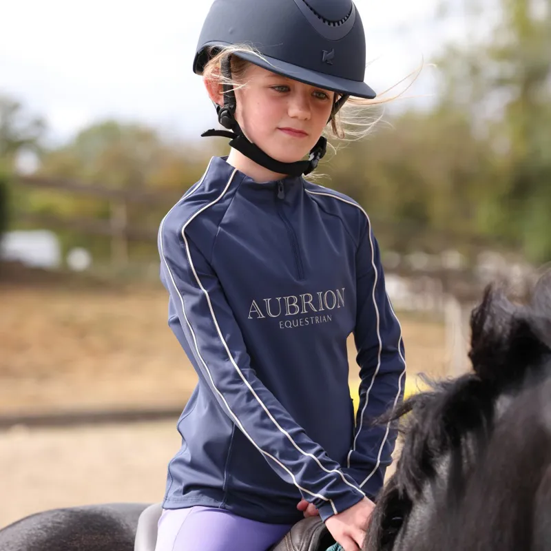 Aubrion Equestrian Young Rider Long Sleeve Base Layer Midnight