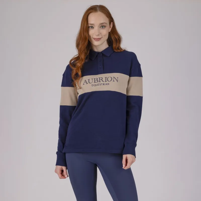 Shires Aubrion Equestrian Womens Button Sweatshirt Midnight-4