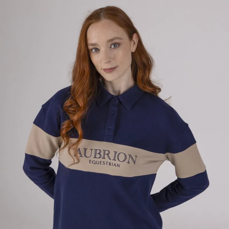 Shires Aubrion Equestrian Womens Button Sweatshirt Midnight