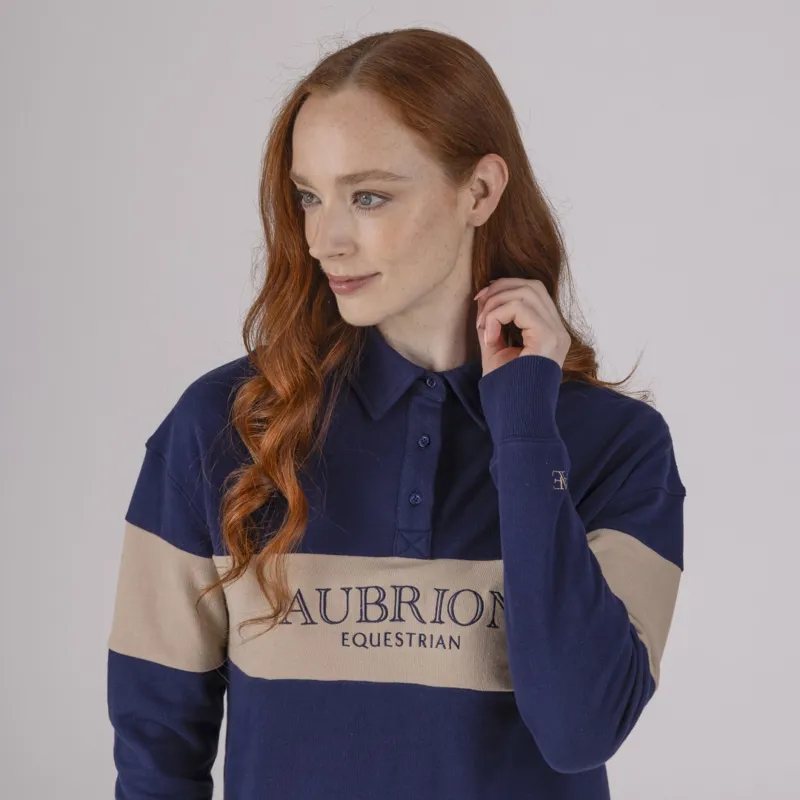 Shires Aubrion Equestrian Womens Button Sweatshirt Midnight-3