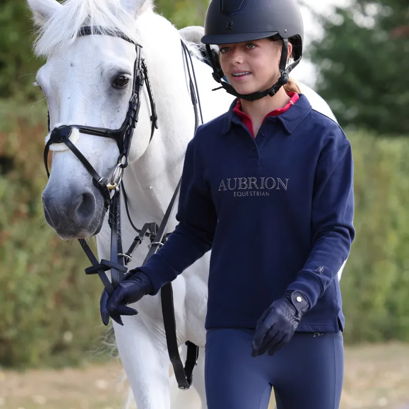 Shires Aubrion Equestrian Young Rider Button Sweatshirt  Midnight