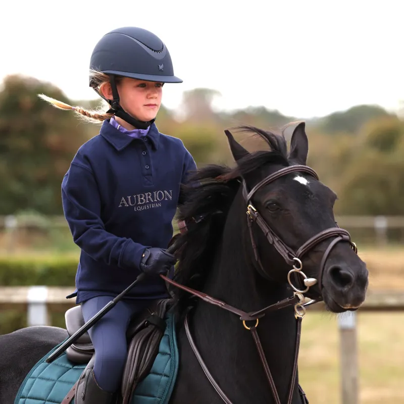 Shires Aubrion Equestrian Young Rider Button Sweatshirt  Midnight-3