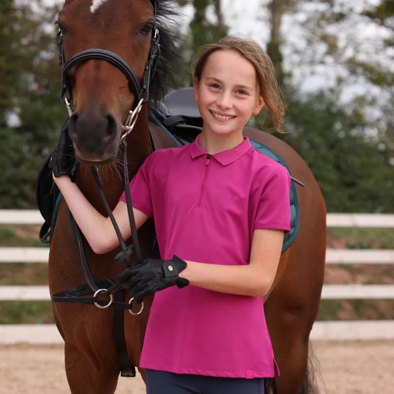 Aubrion React Young Rider Tech Polo Fuchsia