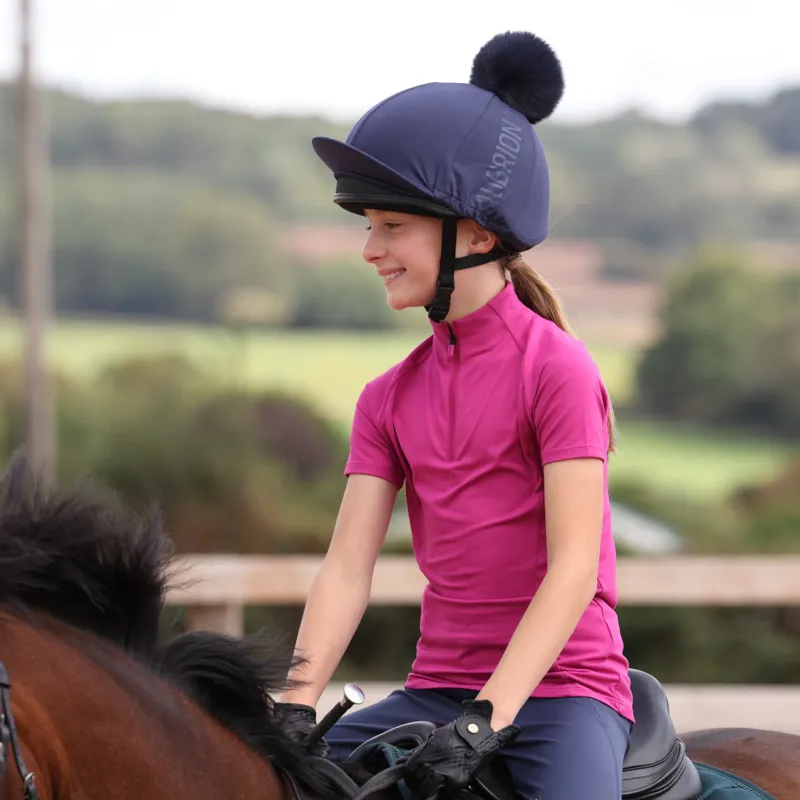 Aubrion React Young Rider Tech Polo Fuchsia-1