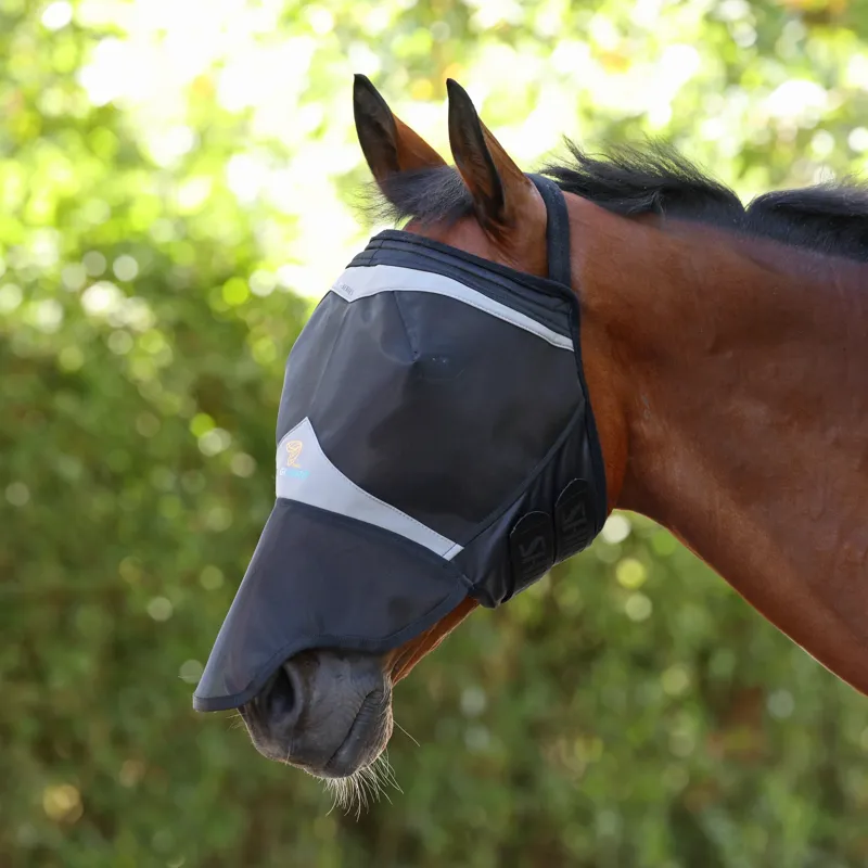Shires FlyGuard Pro Fine Mesh Earless Fly Mask Navy-2