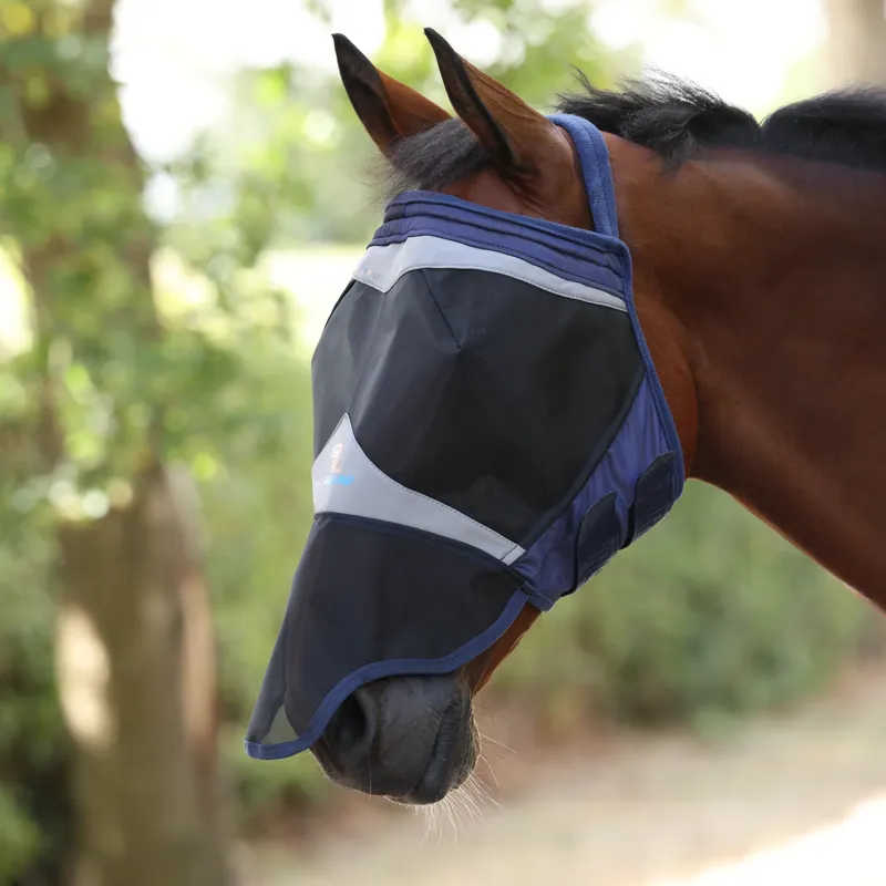 Shires FlyGuard Pro Fine Mesh Earless Fly Mask Navy