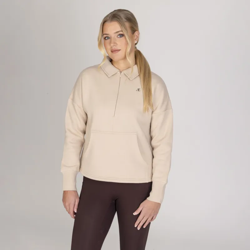 Aubrion Equestrian Quarter Zip Sweater Oat-5