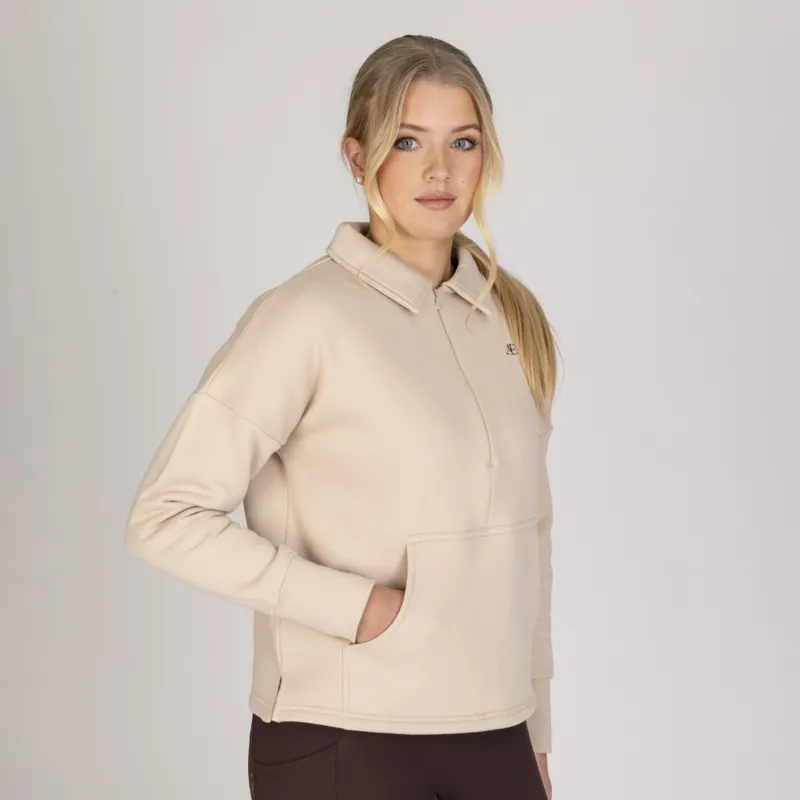 Aubrion Equestrian Quarter Zip Sweater Oat-2