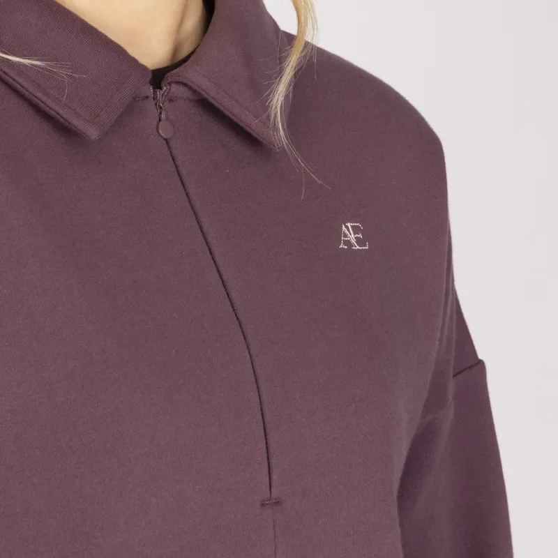 Aubrion Equestrian Quarter Zip Sweater Thistle-5