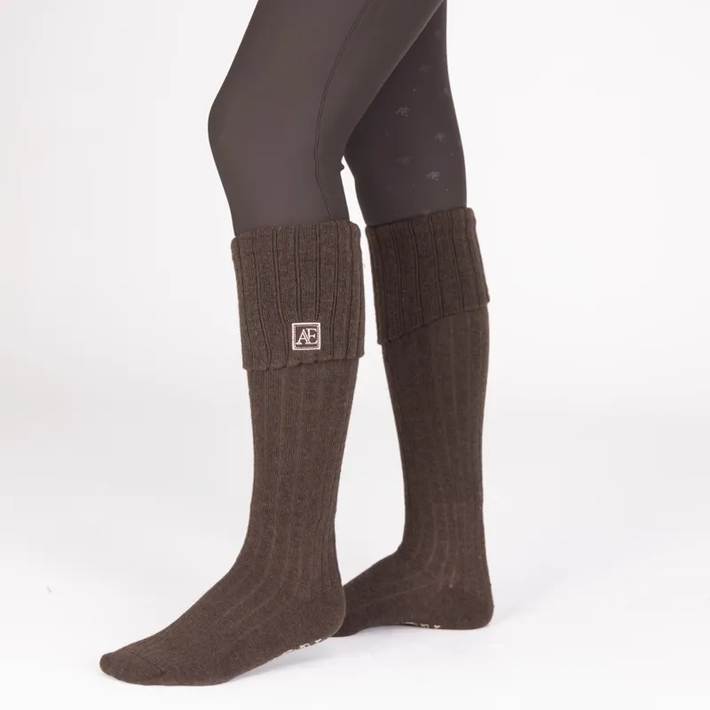 Aubrion Equestrian Knit Boot Socks Espresso-3