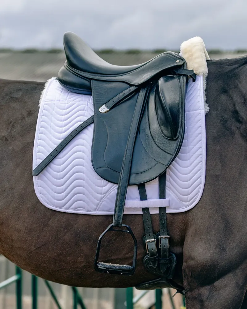 KM Elite Teddy Soft Half Lined Dressage Square White/Natural
