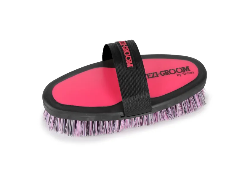 Shires Ezi-Groom Grip Body Brush Small Bright Pink