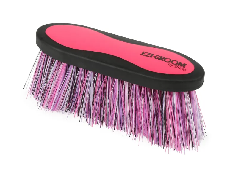 Shires Ezi-Groom Grip Dandy Brush Long Bristle Bright Pink