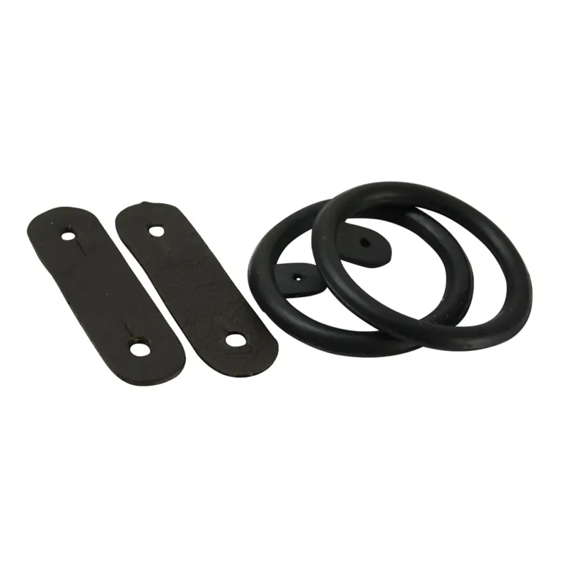 Hy Equestrian Peacock Rings And Leather Straps Pair Black