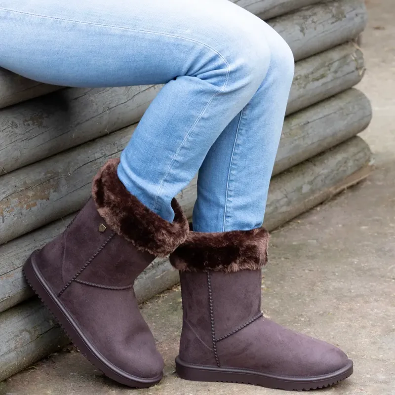 Hy Equestrian Chisworth Waterproof Fleece Boot with Faux Fur Chocolate-2