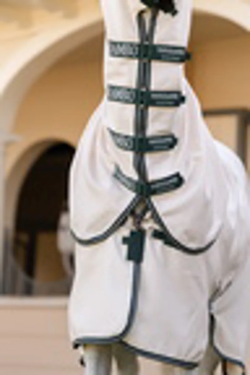 Rambo Hoody Fly Sweet Itch Rug Chalk/Hunter Green/Silver-2