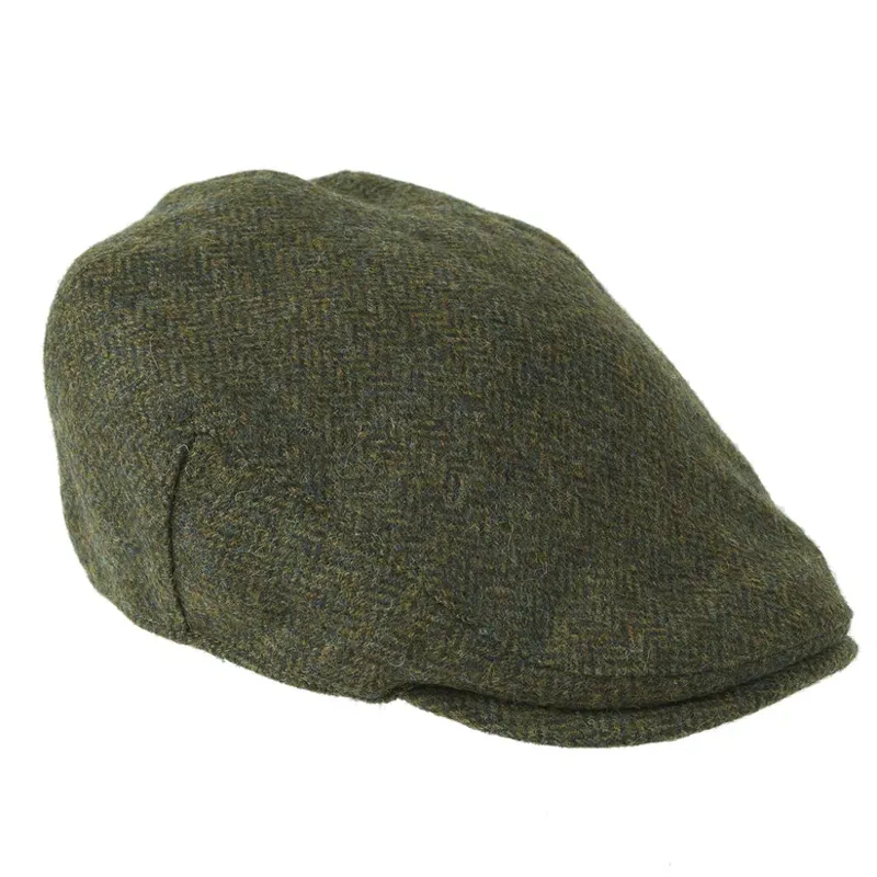 Heather Hats Chapman British Tweed Cap Green Herringbone