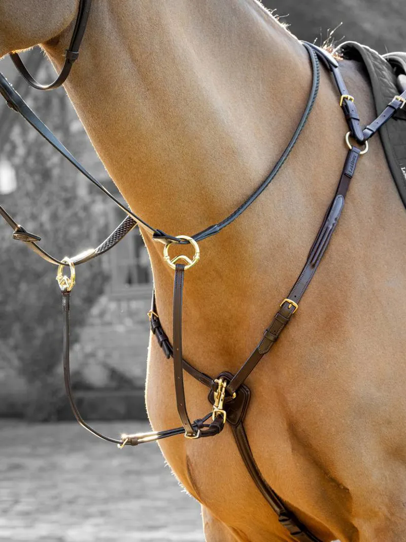 LeMieux Breastplate With Detachable Martingale And D Ring Attachments Havana/Brass-2