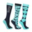 Hy Equestrian Hyconic Socks Pack of 3 Navy/Teal Adult 4-8