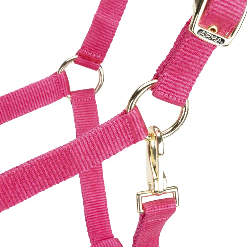Shires Arma Adjustable Headcollar Pink-4