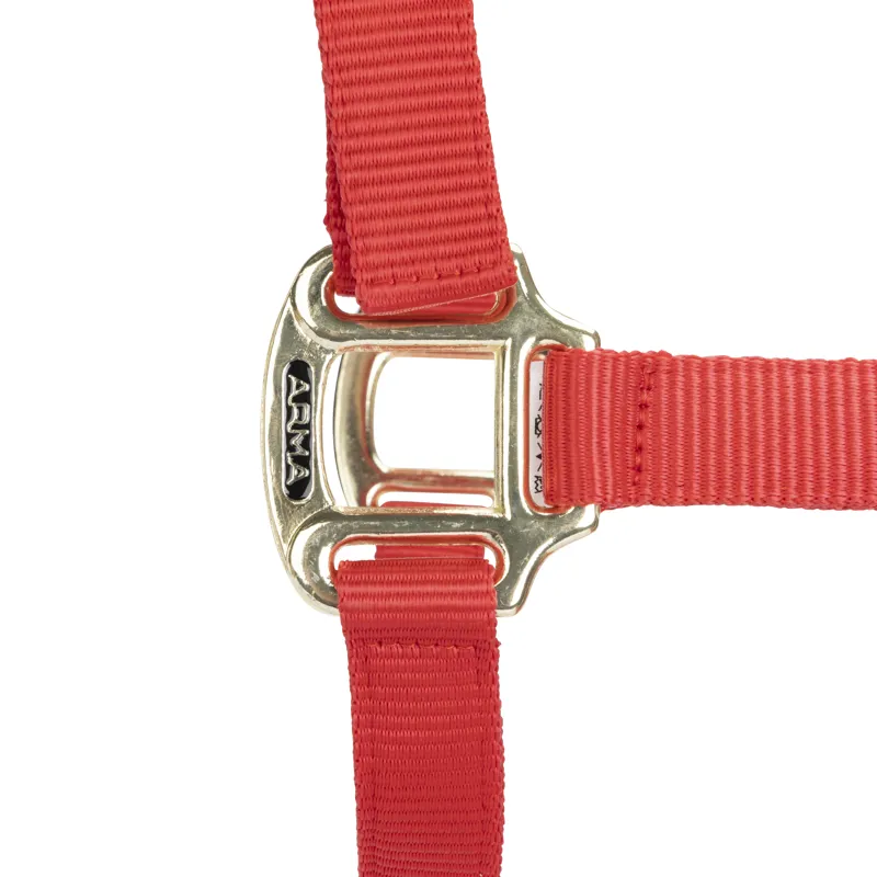 Shires Arma Adjustable Headcollar Red-3