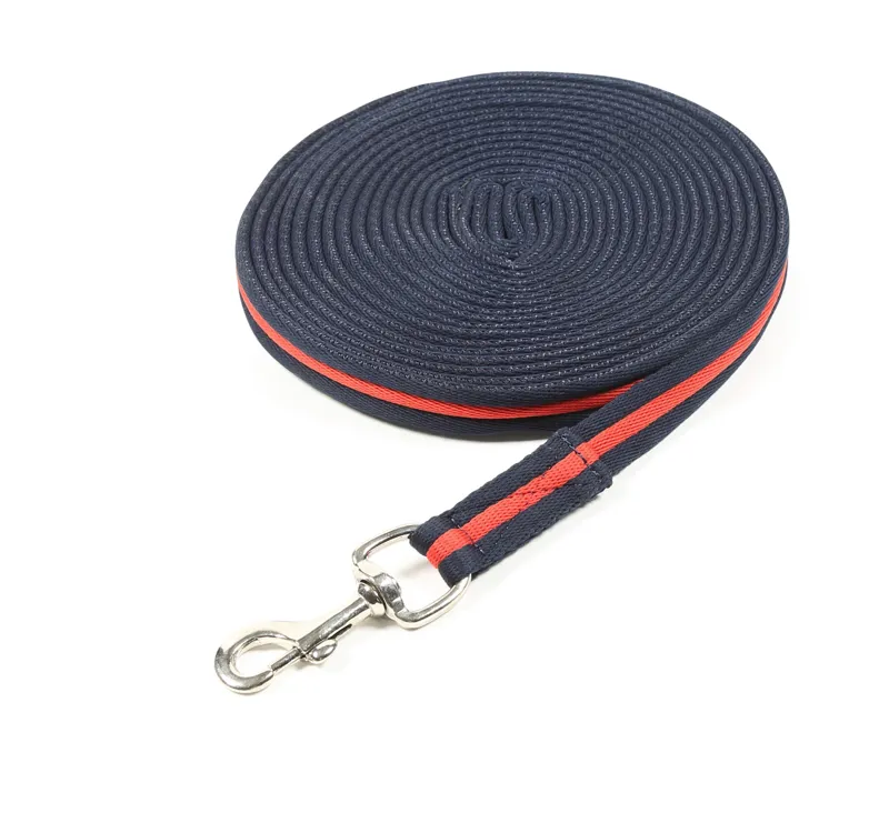 Shires Cushion Web Lunge Line 8M Navy/Red