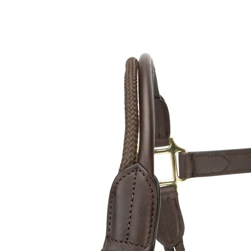 Shires Lusso Soria Control Leather Headcollar Havana-2