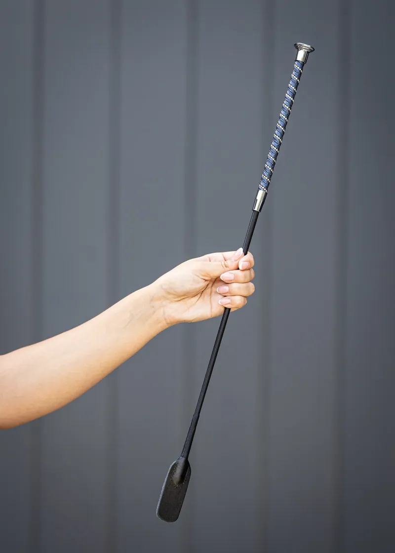Woof Wear Twisted Riding Whip 60cm Navy/Silver