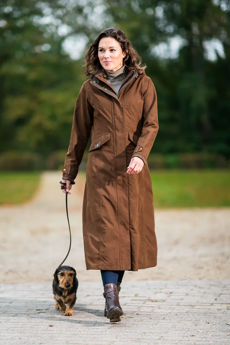 Baleno Ladies Kensington Long Waterproof Riding Coat 2025 Earth Brown-4
