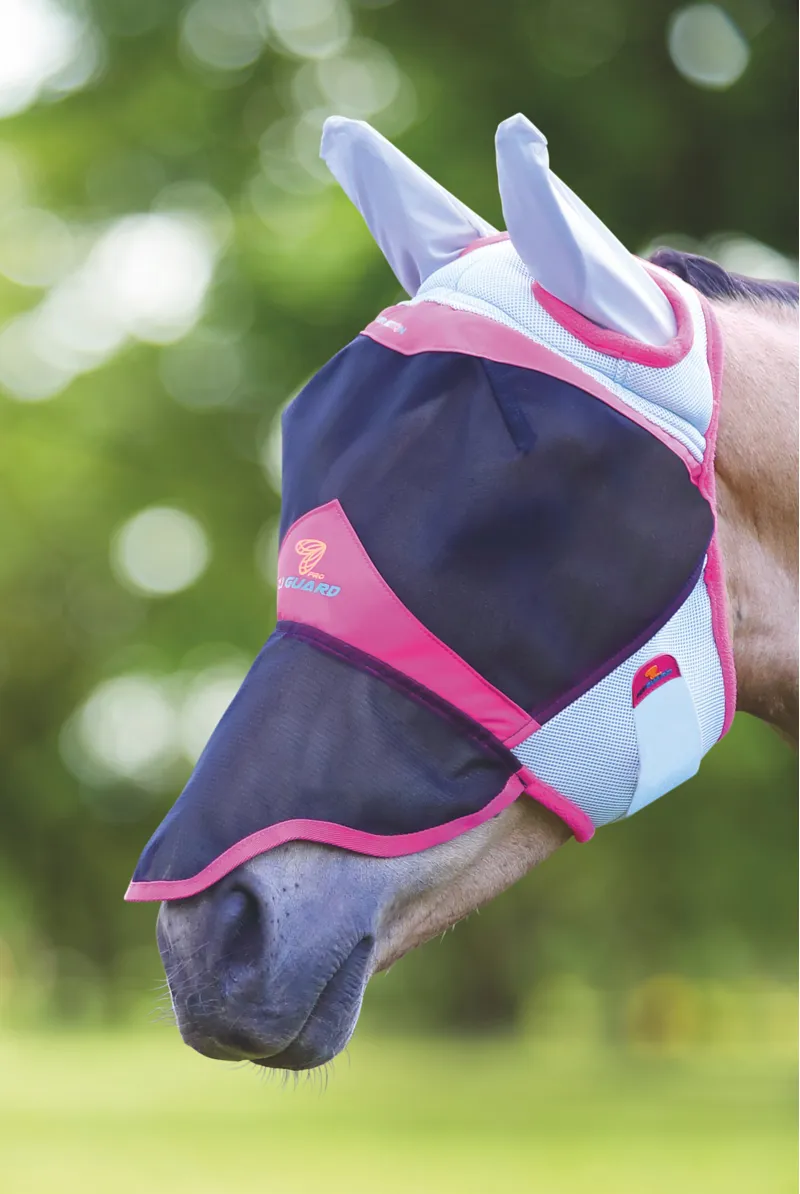 Shires Air MotionFly Mask With Ears And Nose Pink-1