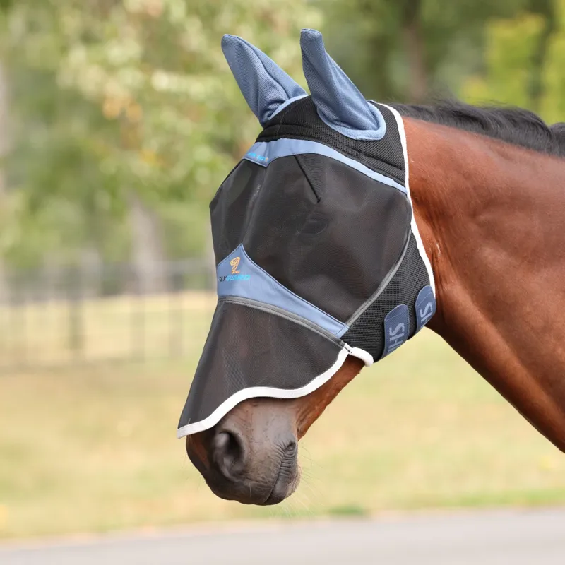 Shires Air Motion Fly Mask With Ears And Nose Airforce Blue