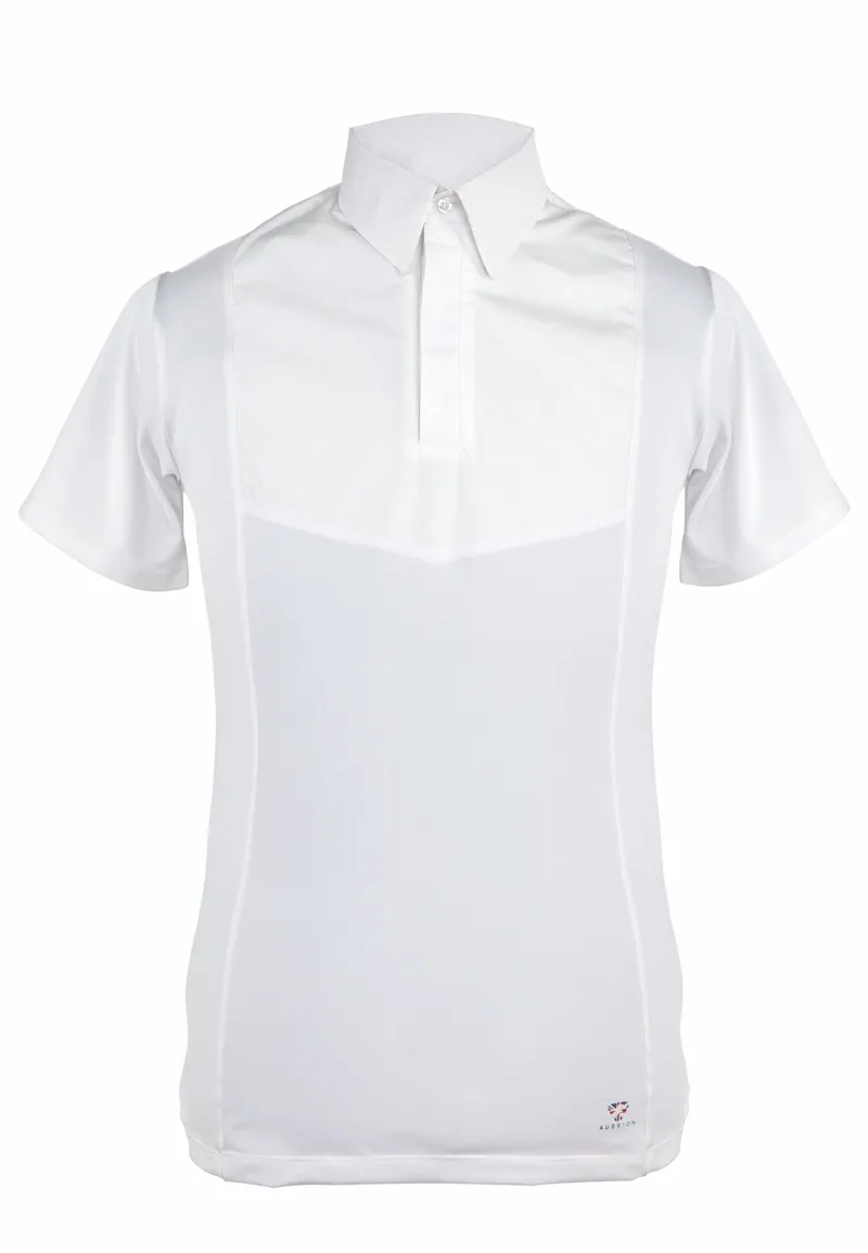 Shires Aubrion Gents Short Sleeve Shirt With Tie Collar White