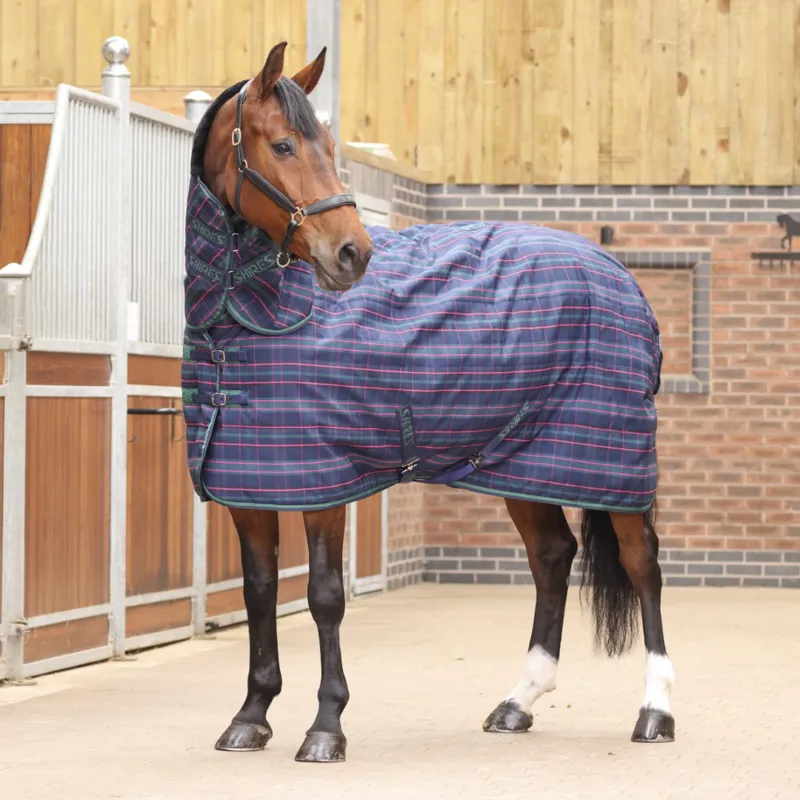 Shires Tempest Plus 100g Light Weight Stable Rug Combo Navy Tartan